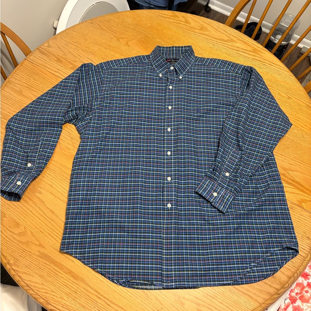 Ralph Lauren Men's XL Blake Green and Blue Checkered Shirt Plaid Preppy Pony